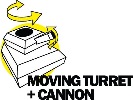 Moving turret and cannon
