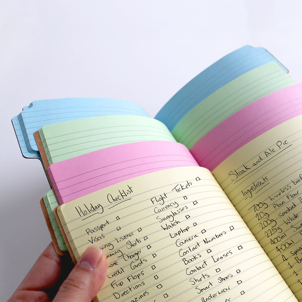 Notebooks with coloured paper