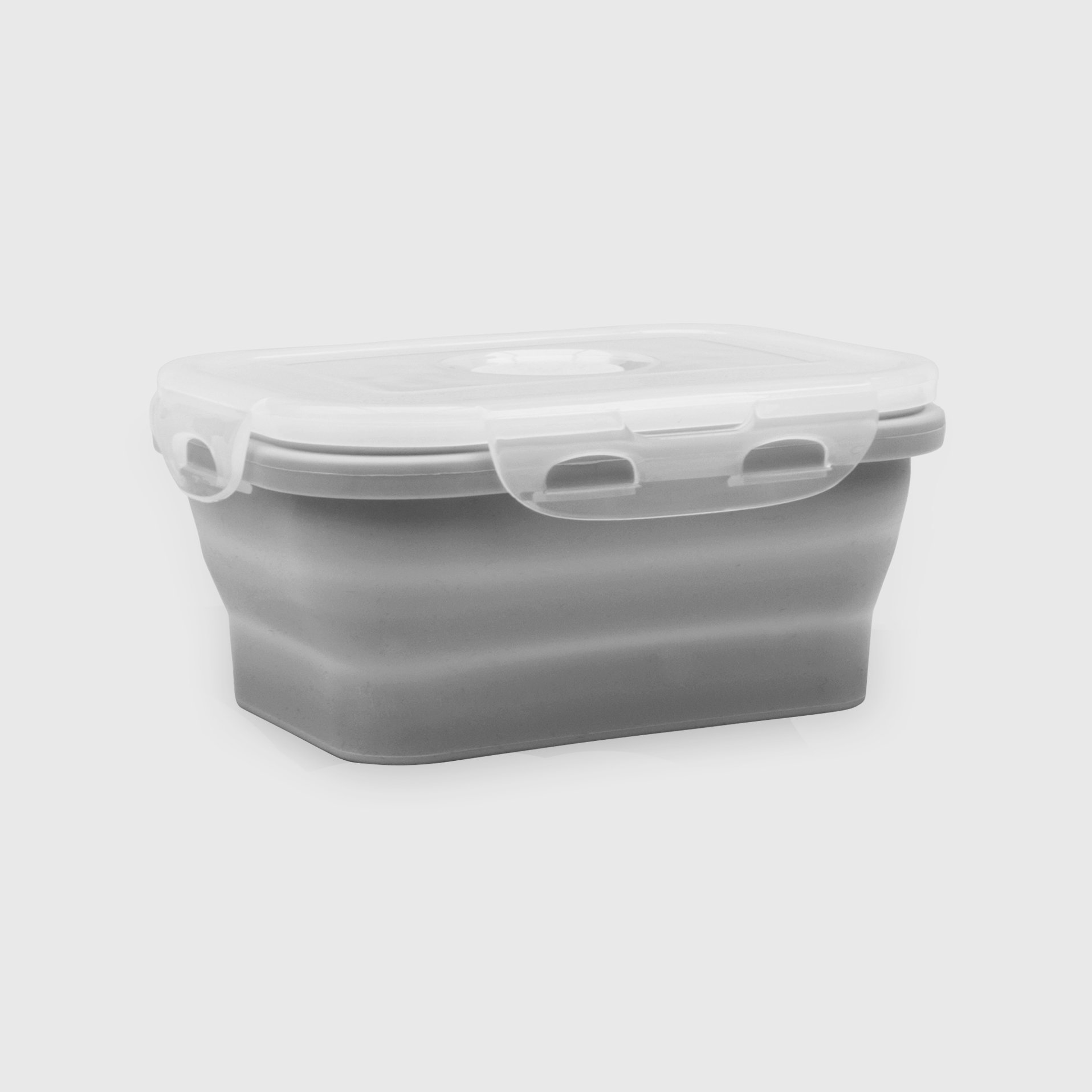 Collapsible silicone lunchbox in grey