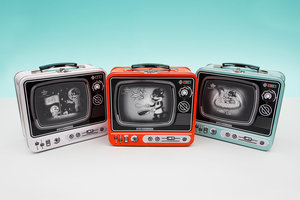 All 3 TV Lunchboxes in white, orange and blue