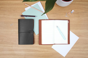 Black and brown faux leather notebooks 