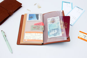 Open faux leather travel notebook