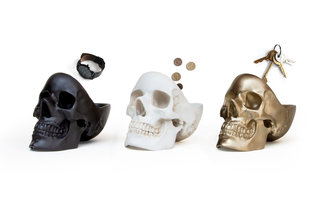 black white and gold skull gifts on white background