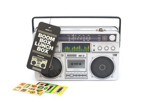 Boom Box Lunch Tin With Swing Tag White Background