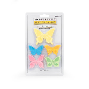 3D Butterfly specimen box of sticky notes in packaging