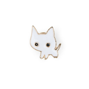 Stylized white enamel cat pin cat loving gift for any occasion