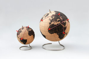 cork globe for table with white background
