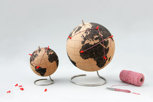 cork globe with red pins