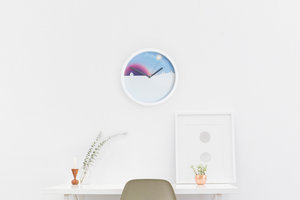 Round wall clock with sun moon and sky design