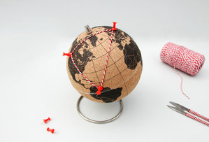 globe cork with pins and thread
