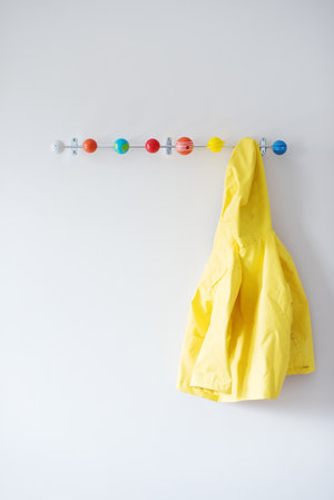 Solar System Coat Hooks made from solid metal with colourful wooden planets