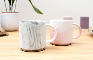 Grey and pink marble mugs for the office and home