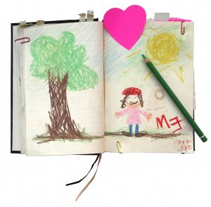 diary with sections for drawings and templates