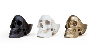 black white and gold plastic skulls for sale