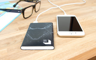 Designer marble power bank sturdy and easy to store away in the office