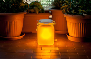 bright sunjar near garden pots
