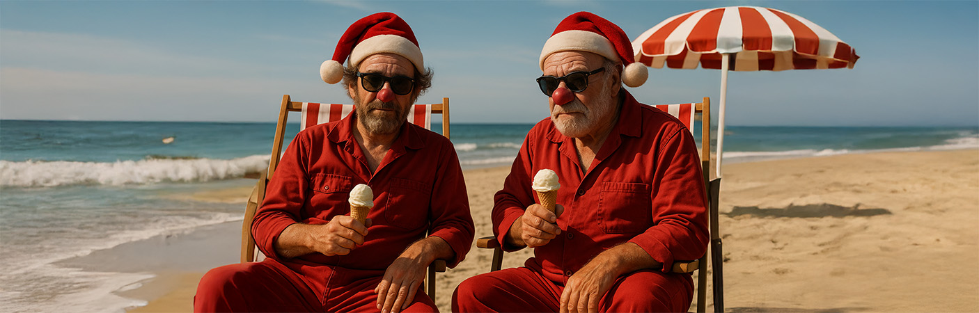 SuckUK Clowns do Xmas on the beach