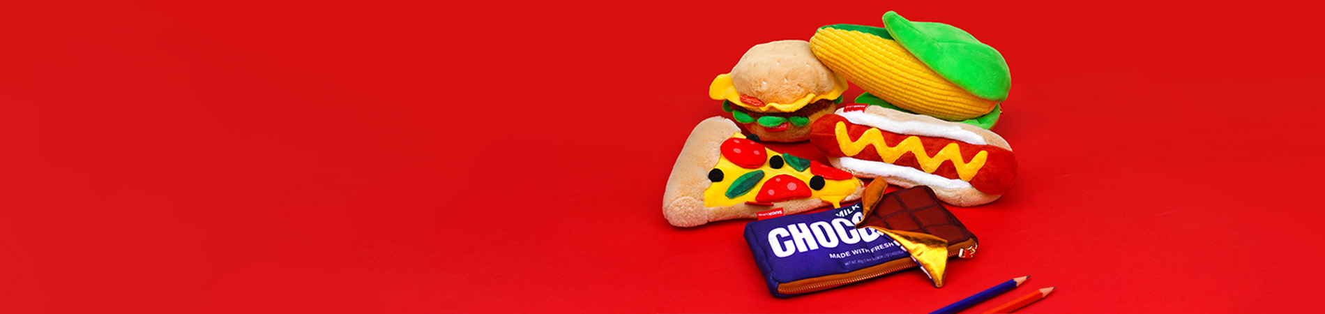 Food Shaped Plush Zip Pouches