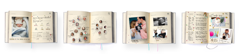 Baby journals with example pages