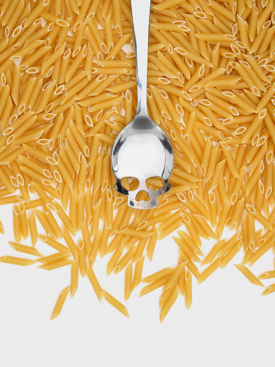 Skull Serving Spoon With Pasta