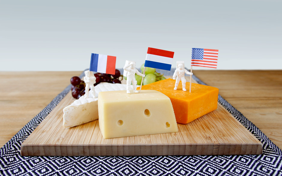 ASTRONAUT FOOD FLAGS ON CHEESEBOARD