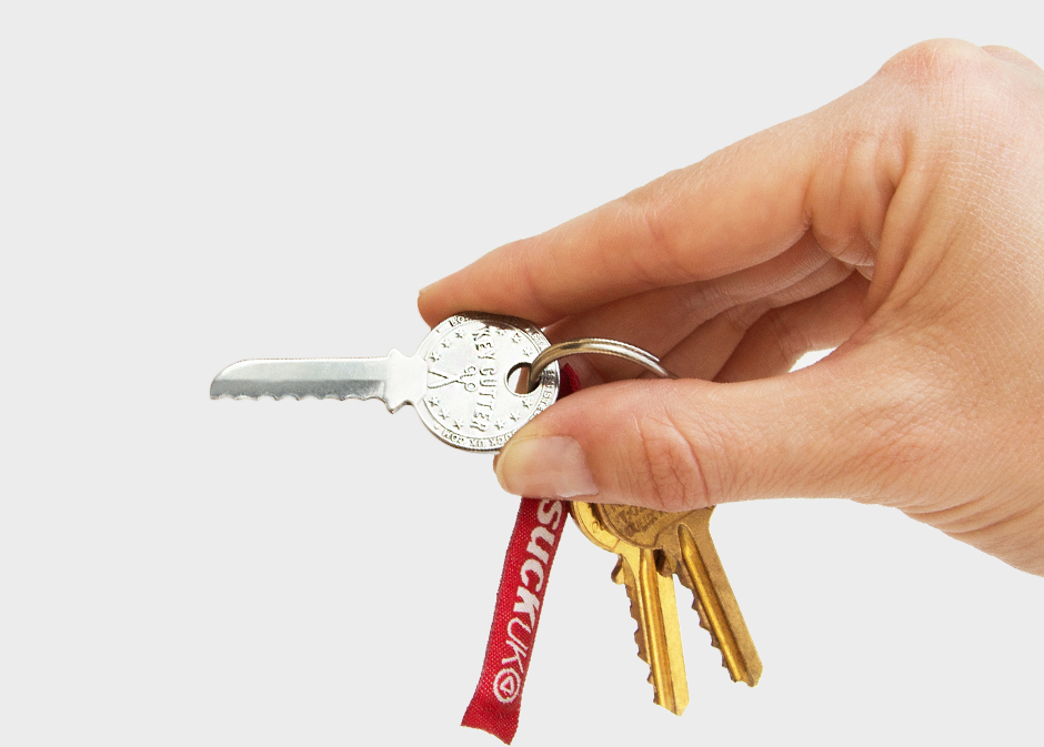 Silver key cutter on a set of keys