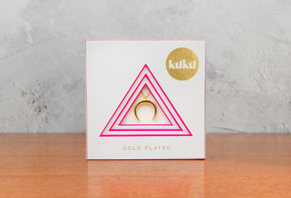 KUKU Gold Horn Necklace In Pack
