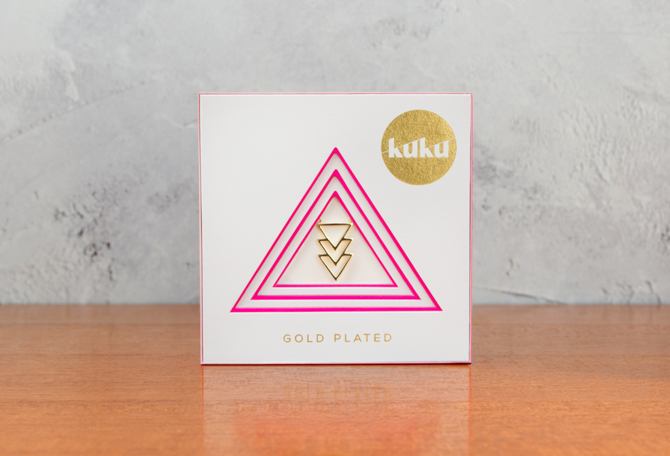 KUKU Gold Triangle Necklace In Pack