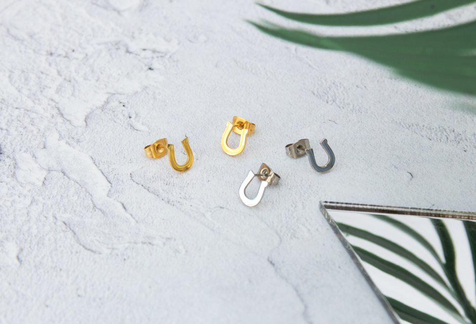 KUKU Gold and Silver Horseshoe Earrings
