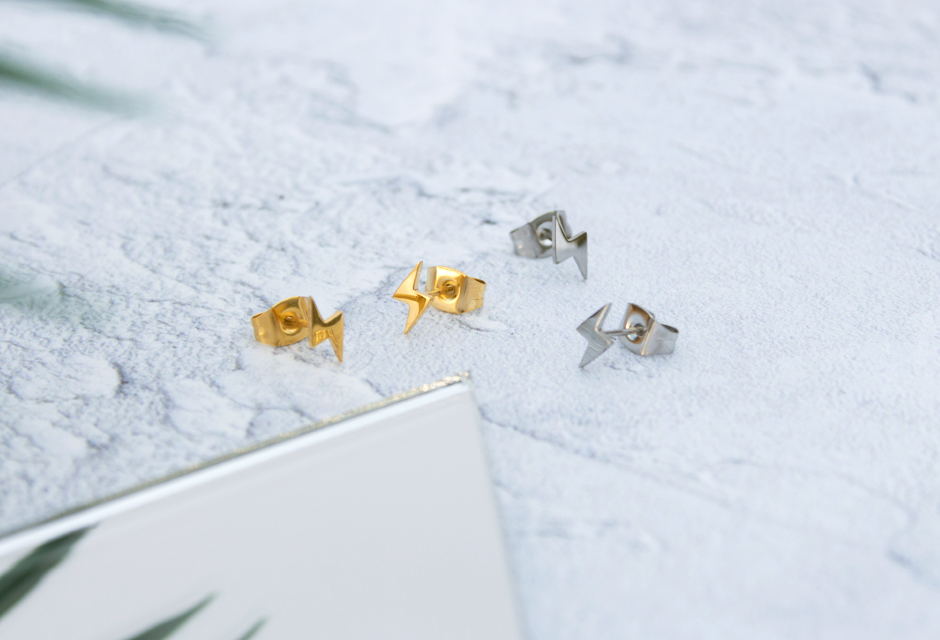 KUKU Gold and Silver Lightning Earrings