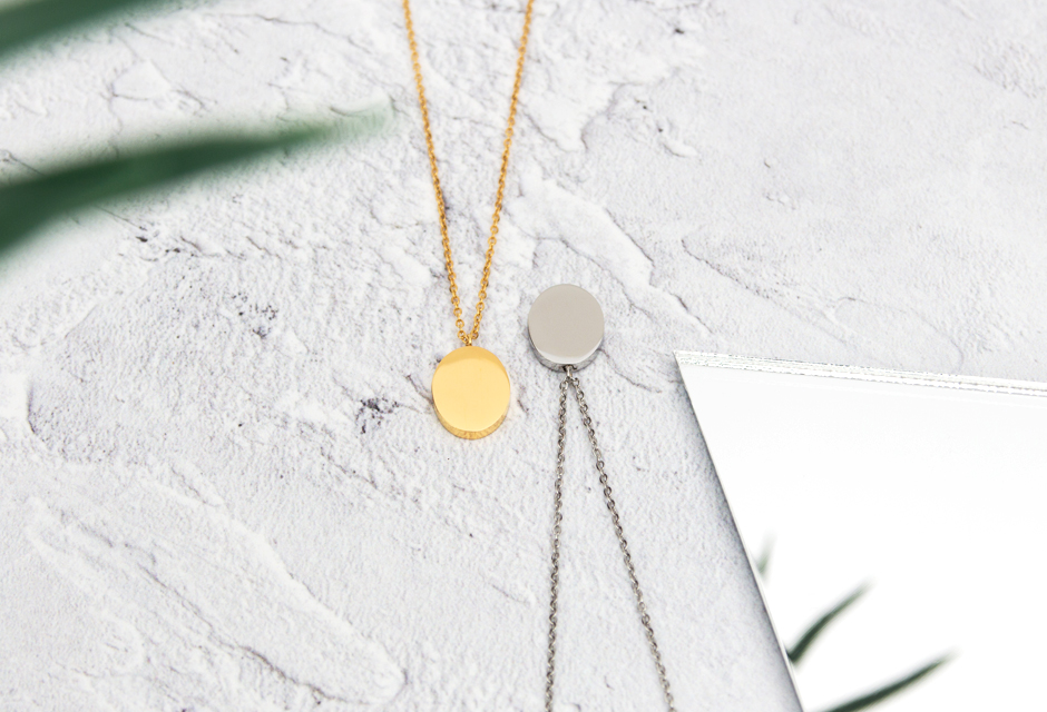 KUKU Gold and Silver Oval Necklaces