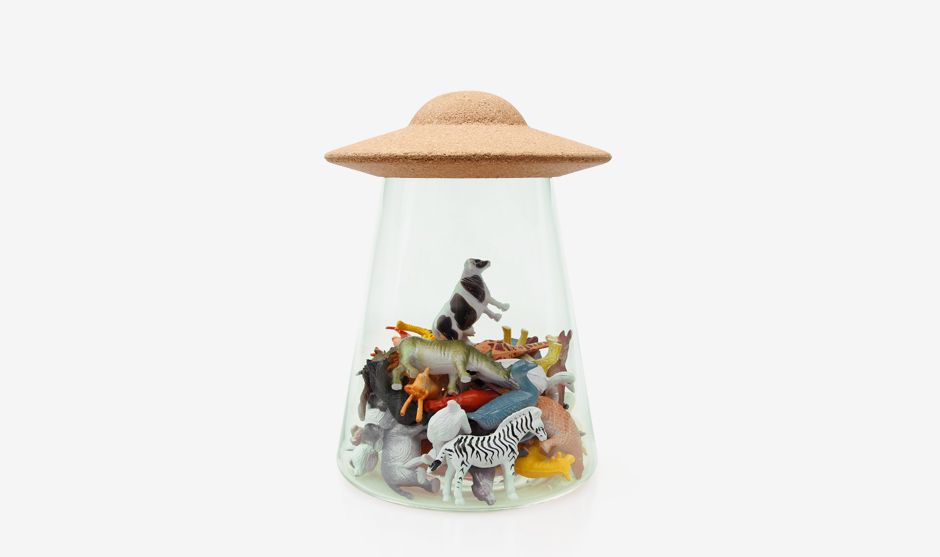 UFO Storage Jar Filled with Toy Animals