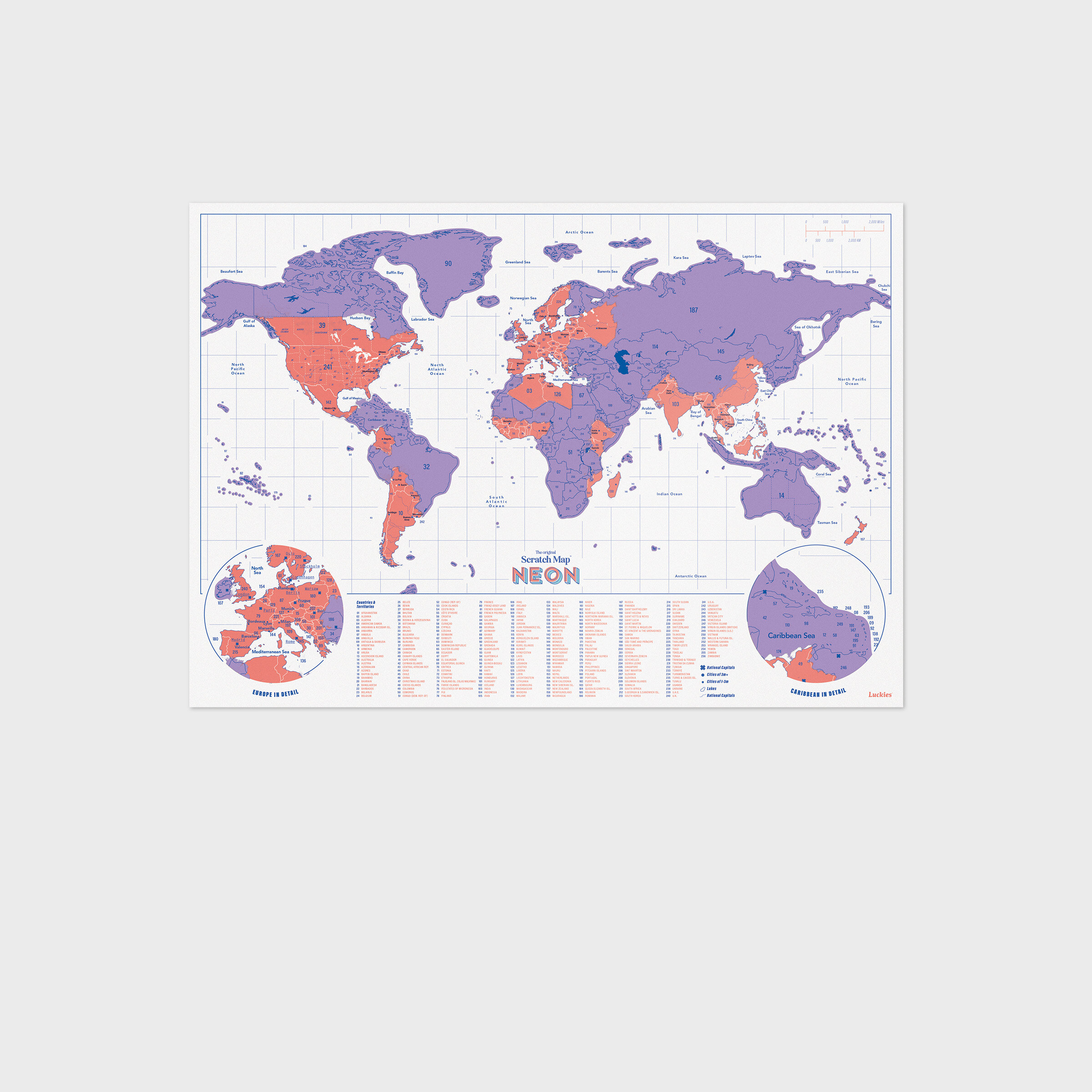 Scratch Map Neon Purple Scratched