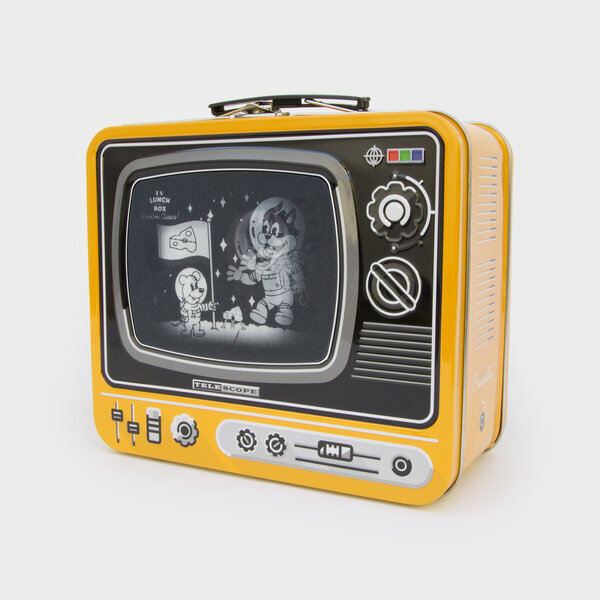 Tin TV lunchbox iwith magic screen