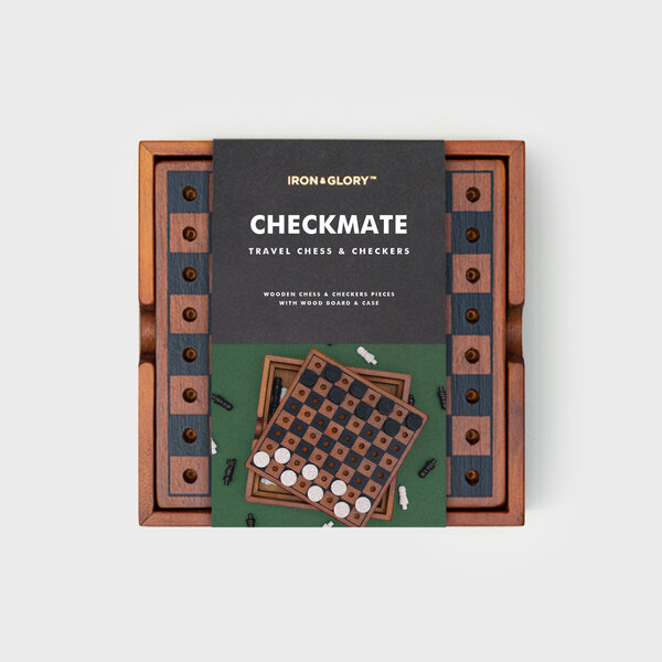Checkmate | Iron & Glory 2-in-1 wooden chess & checkers set.