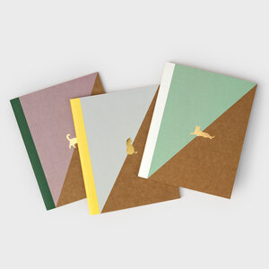 Cat and Dog Note Books, Good Design Works, Three, Gold, Pet