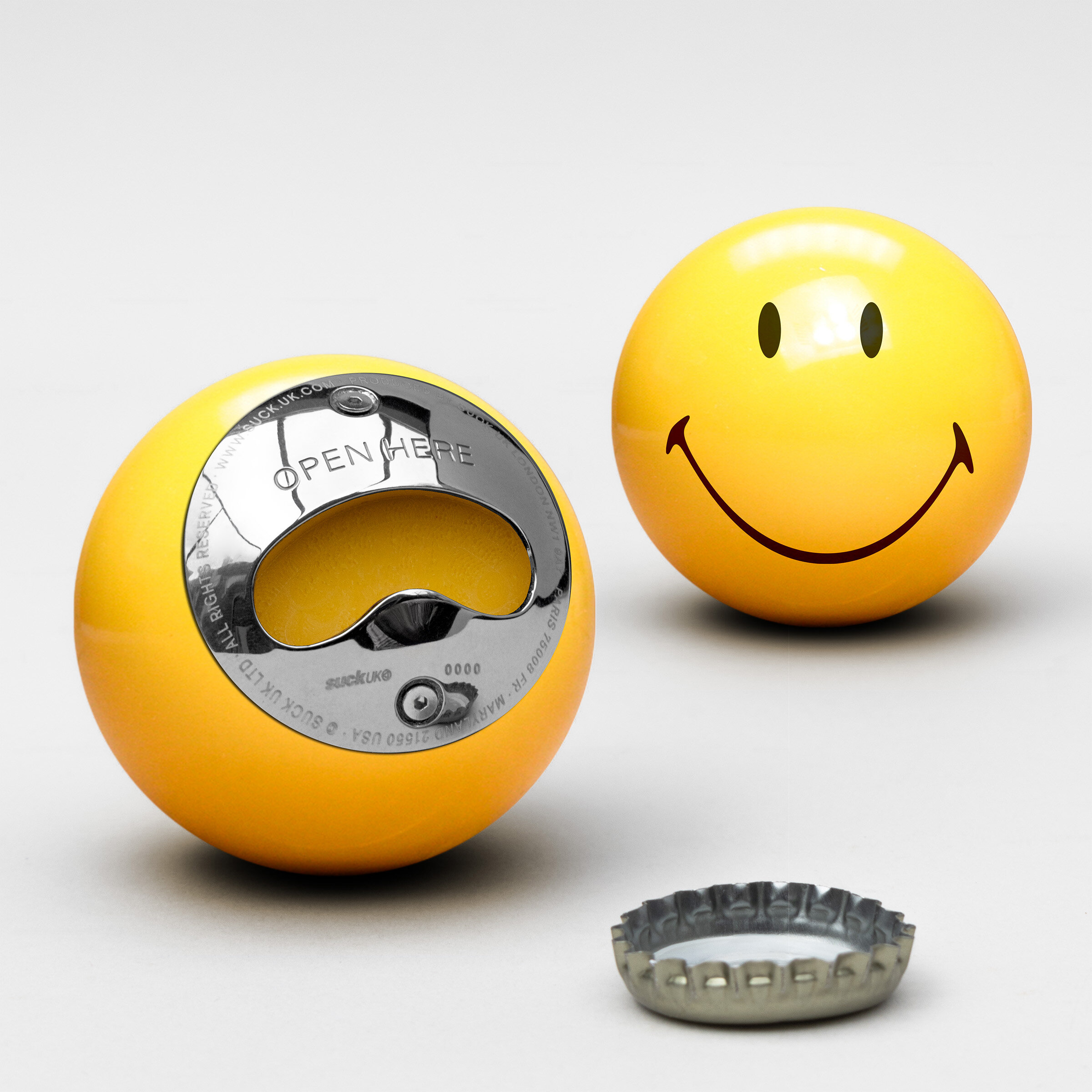 Smiley Bottle Opener, Drink, Beer, Cap, Yellow, Smiley, Happy, Bright