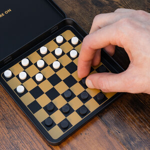 Travel Checkers Game Gold Iron and Glory