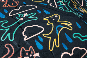 Raining, Cats, Dogs, Wet, Umbrella, Colour Change