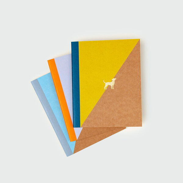 Cat & Dog Notebooks | Screen-printed pack of 3 ruled pocketbooks.