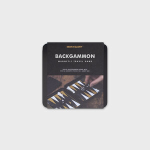 Backgammon Travel Game Tin Dice Gold Iron and Glory