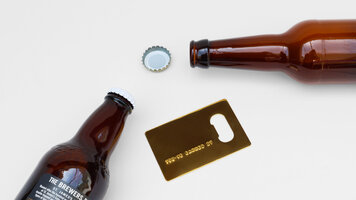 opened beer cap bottles gold credit card opener 