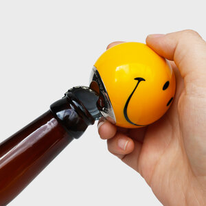 Smiley Bottle Opener, Drink, Beer, Cap, Yellow, Smiley, Happy, Bright