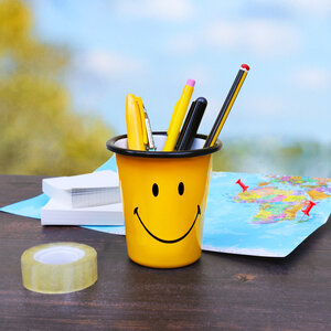 smiley happy camper enamel tumbler cup