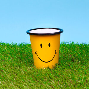 smiley happy camper enamel tumbler cup