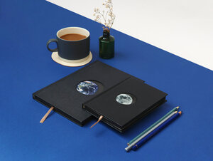 moon notebook, black, space, orbit, square grid, paper, drawing, lifestyle