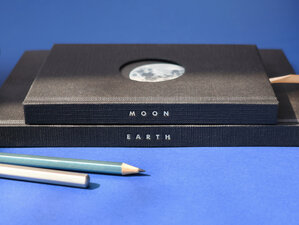 moon notebook, black, space, orbit, square grid, paper, drawing, lifestyle