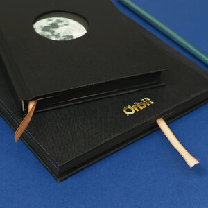 moon notebook, black, space, orbit, square grid, paper, drawing, lifestyle