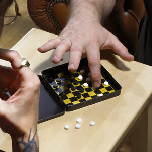 Travel Checkers Game Gold Iron and Glory