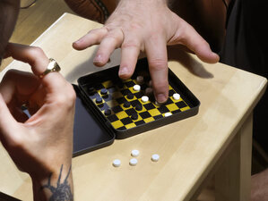 Travel Checkers Game Gold Iron and Glory